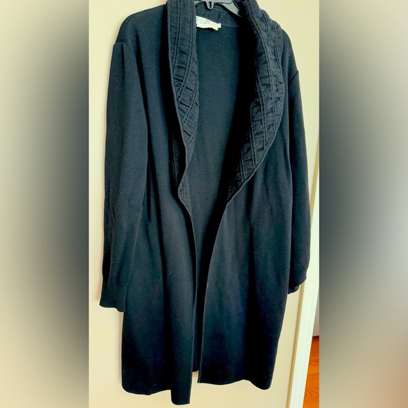 Vintage GIVENCHY COUTURE Black Wool & Cashmere Long Cardigan Sweater  Size L - Picture 1 of 3